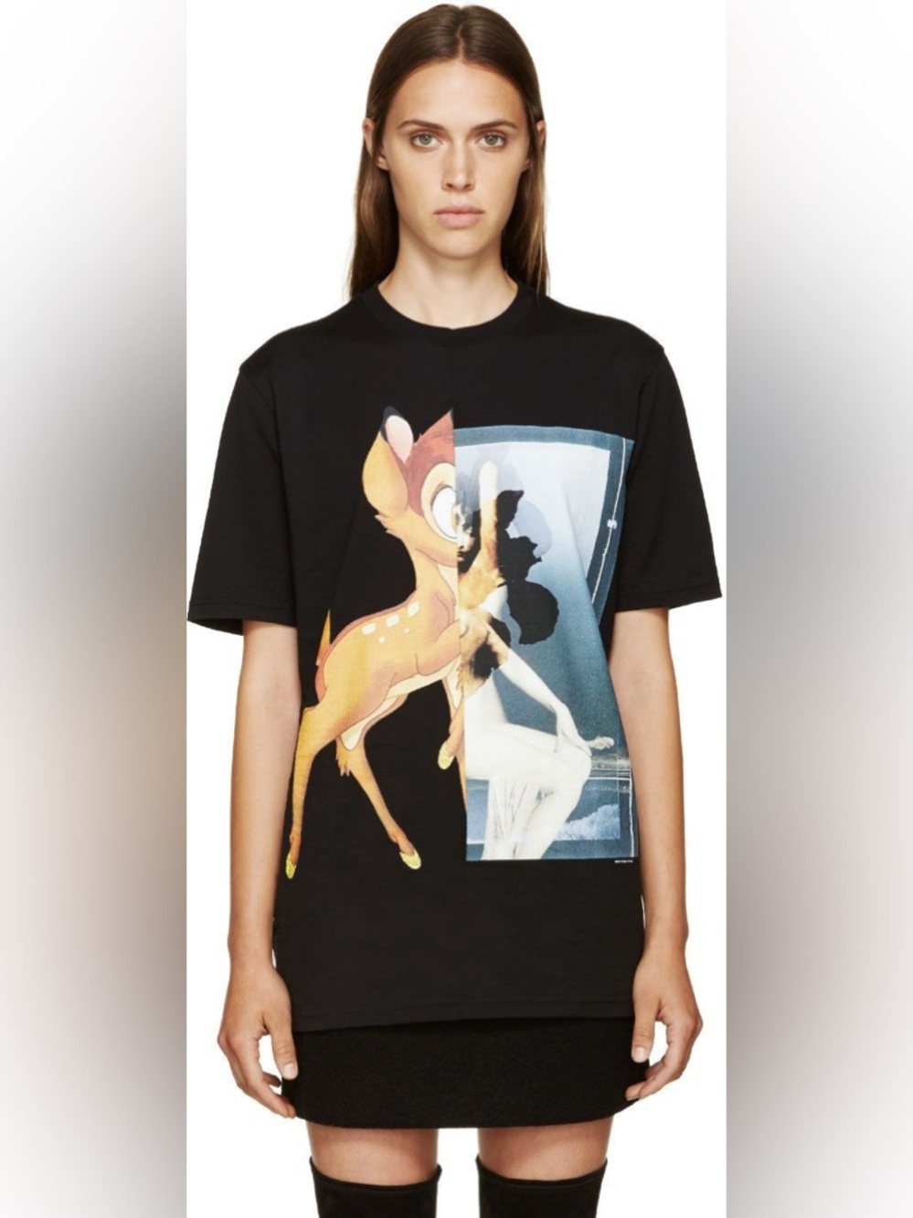 Authentic GIVENCHY x DISNEY Bambi Graphic Print Crewneck T-Shirt Black Medium